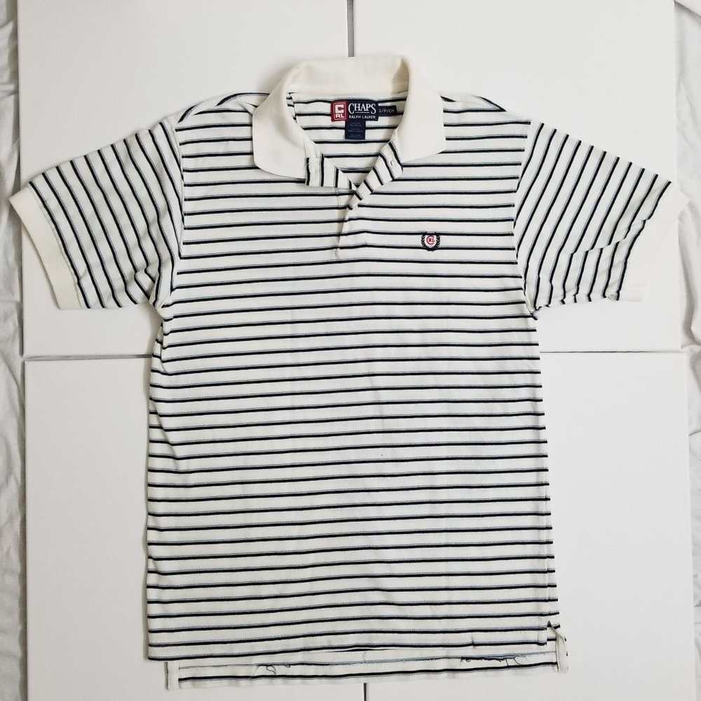 White Striped Vintage Chaps Polo by Ralph Lauren